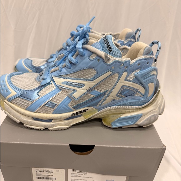 Women’s Balenciaga Light Blue and White Sneakers - Picture 4 of 8